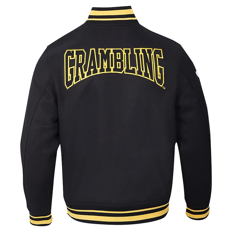 Veste entièrement zippée en laine Pro Standard pour hommes, noire, avec écusson des Grambling Tigers