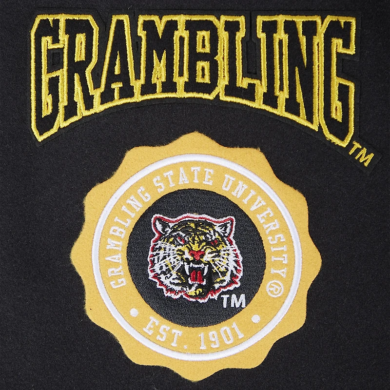 Men's Pro Standard Black Grambling Tigers Crest Wool Full-Zip Jacket