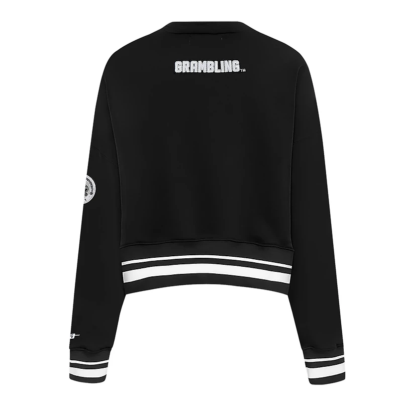Women's Pro Standard Black Grambling Tigers Pearl Cropped Pullover Sweatshirt