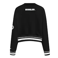 Women's Pro Standard  Black Grambling Tigers Pearl Cropped Pullover Sweatshirt