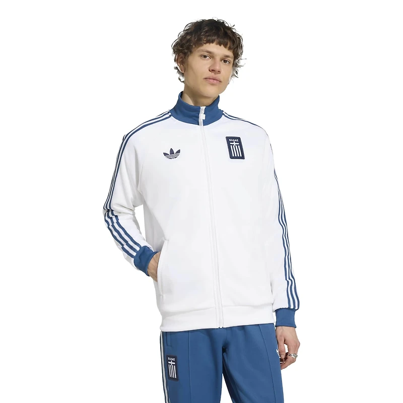 Men's adidas Originals  White Greece National Team Full-Zip Track Jacket
