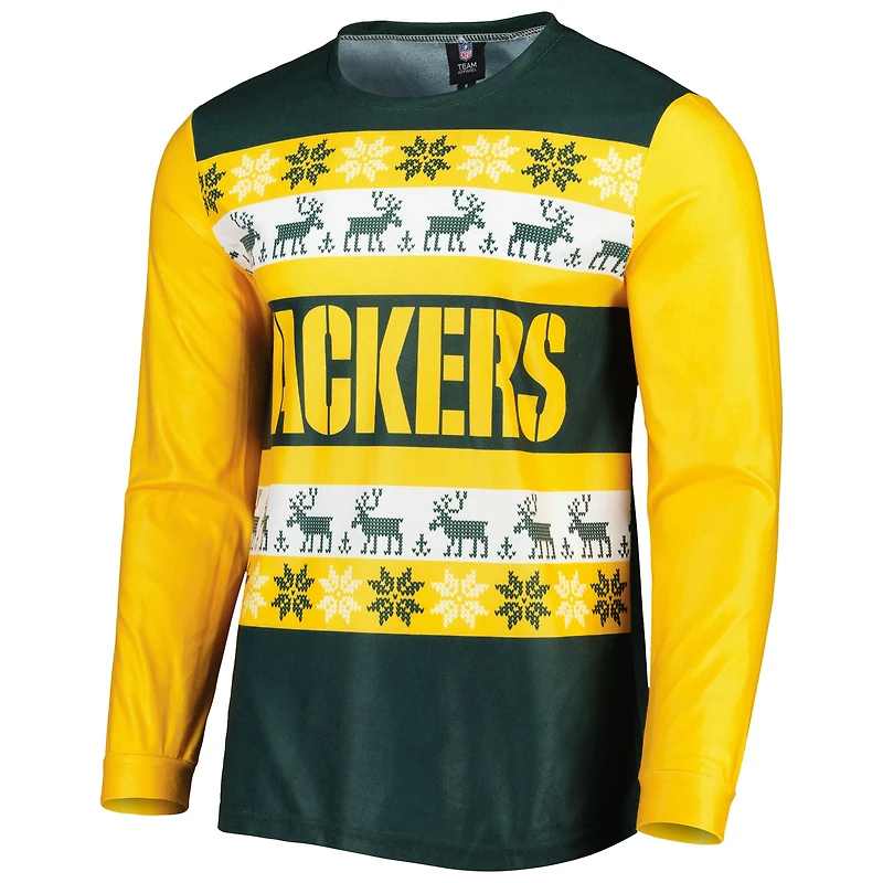 FOCO Green Bay Packers Wordmark Ugly Ensemble de pyjama pour femme