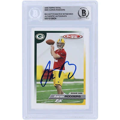 Aaron Rodgers Green Bay Packers Autographed 2005 Topps Total #483 Beckett Fanatics Witnessed Authenticated Rookie Card