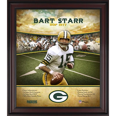 Profil de carrière encadré de Bart Starr Green Bay Packers 15" x 17" Hall of Fame