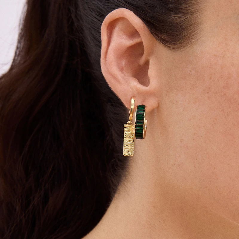 Lot de 2 boucles d'oreilles créoles baguette BaubleBar des Packers de Green Bay