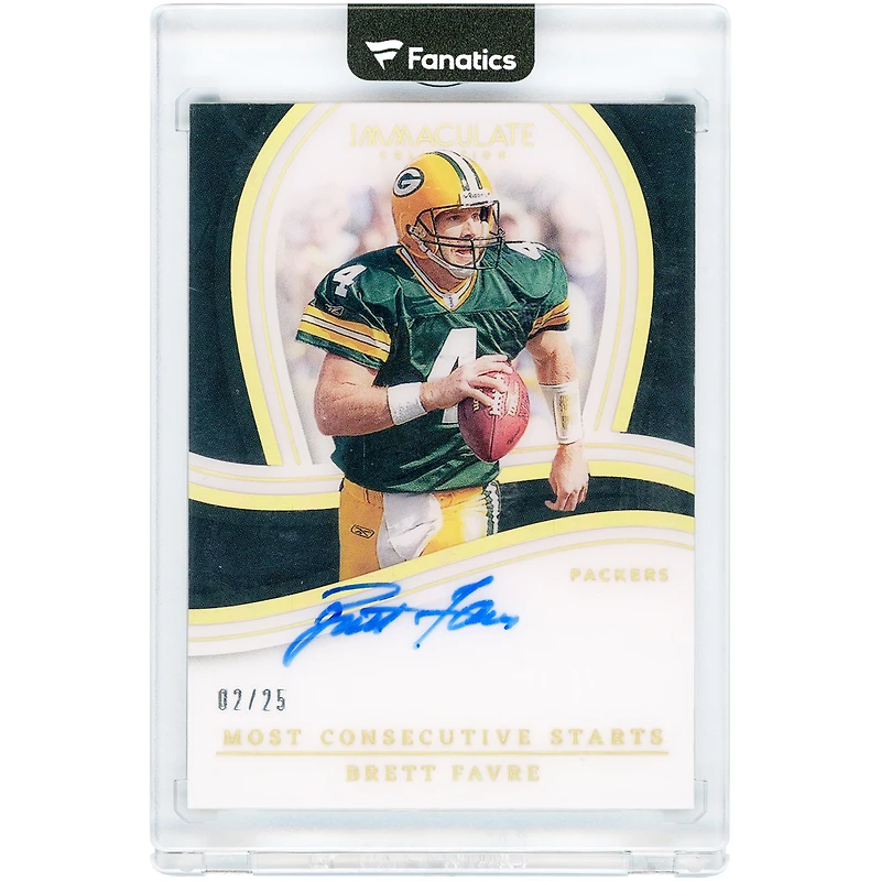 Brett Favre Green Bay Packers Autographed 2023 Panini Immaculate Collection Records #IR-BRF #2/25 Card