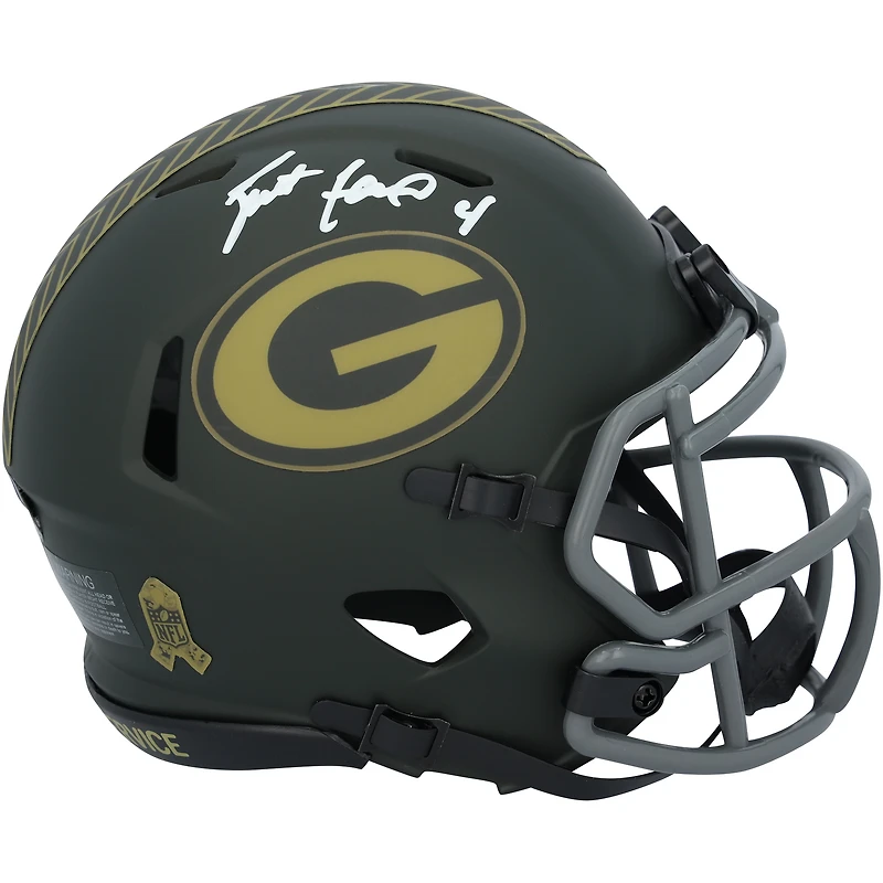 Casque miniature Riddell Speed 2025 Salute To Service, signé par Brett Favre (Green Bay Packers)