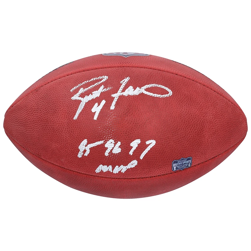Brett Favre Green Bay Packers Autographed Wilson Duke Full Color Football with "95, 96, 97 NFL MVP" Inscription