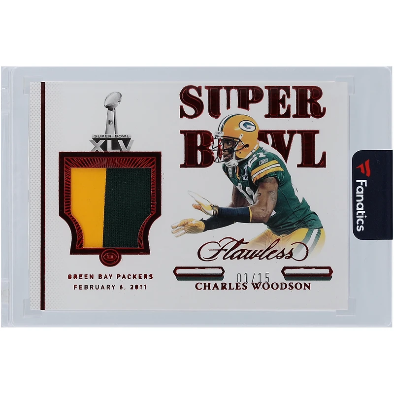 Charles Woodson Green Bay Packers 2021 Panini National Treasures Ruby Super Bowl Swatches 2 Color Relic #SBS10 #1/15 Card