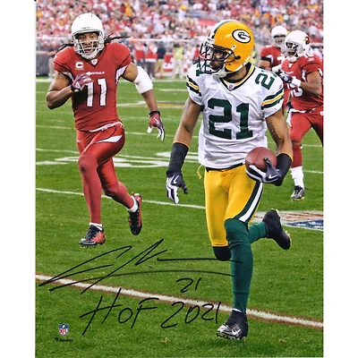 Charles Woodson Green Bay Packers Autographed 8" x 10" Interception Return Photograph with "HOF 2021" Inscription