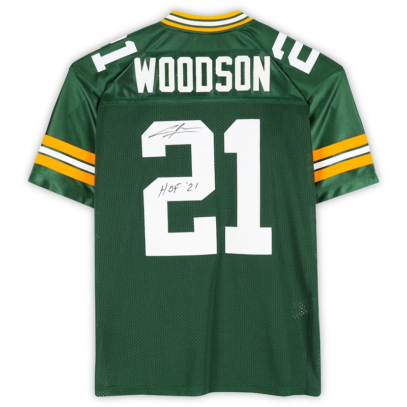 Charles Woodson Green Bay Packers Autographed Green Mitchell & Ness 2010 Authentic Jersey with "HOF 21" Inscription
