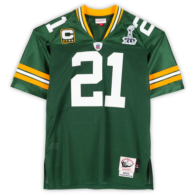 Charles Woodson Green Bay Packers Autographed Green Mitchell & Ness 2010 Authentic Jersey with "HOF 21" Inscription
