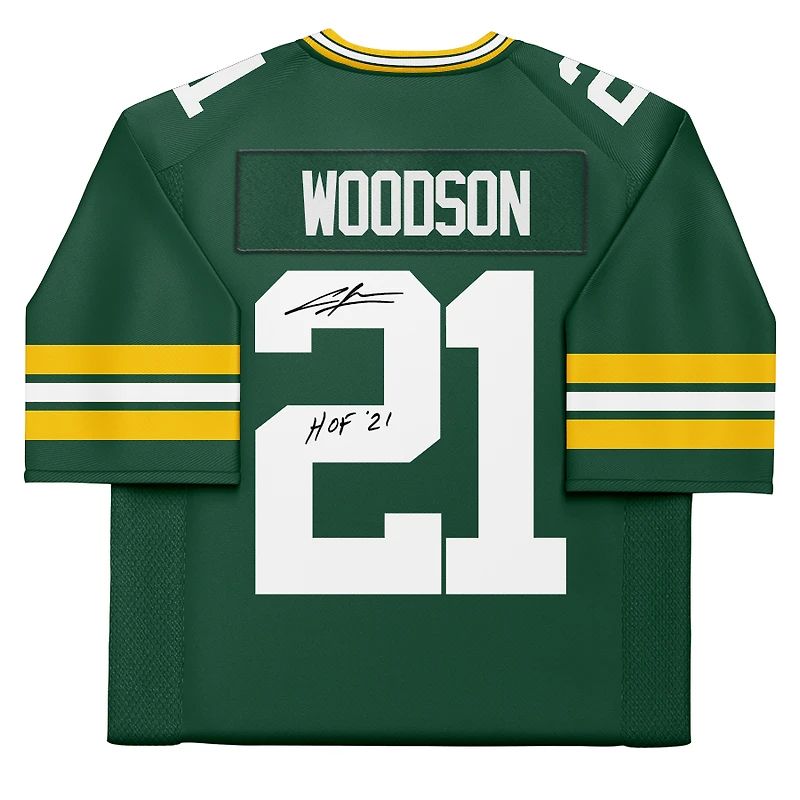 Charles Woodson Green Bay Packers Autographed Green Mitchell & Ness 2010 Authentic Jersey with "HOF 21" Inscription
