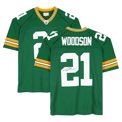 Maillot vert dédicacé par Charles Woodson des Green Bay Packers, Mitchell & Ness Legacy 2010