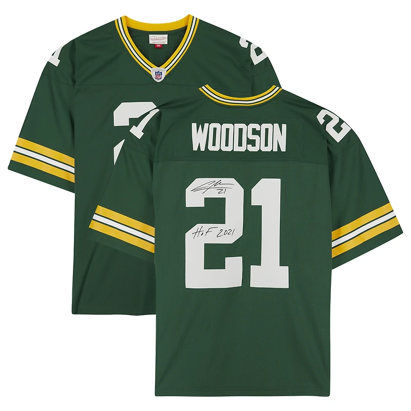 Charles Woodson Green Bay Packers Autographed Green Mitchell & Ness Replica Jersey with "HOF 21" Inscription