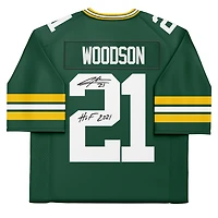 Charles Woodson Green Bay Packers Autographed Green Mitchell & Ness Replica Jersey with "HOF 21" Inscription