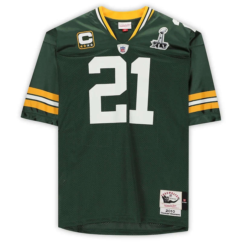 Charles Woodson Green Bay Packers Autographed Green Mitchell & Ness Super Bowl XLV Throwback Authentic Jersey