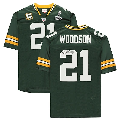 Maillot authentique dédicacé par Charles Woodson des Green Bay Packers lors du Super Bowl XLV de Mitchell & Ness