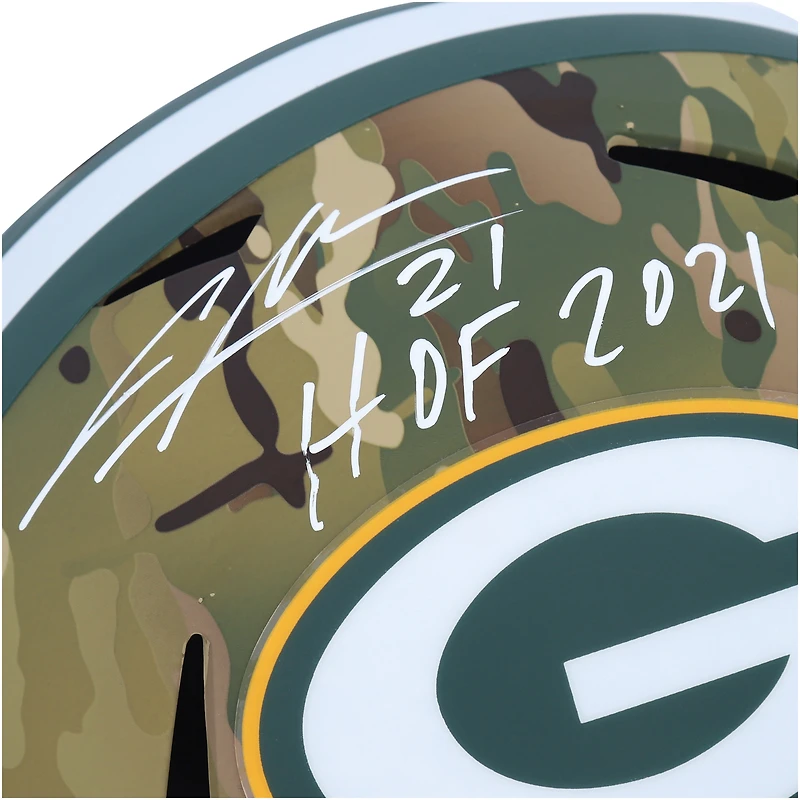 Casque réplique autographié Riddell Camo Alternate Speed ​​des Green Bay Packers de Charles Woodson avec inscription « HOF 2021 »