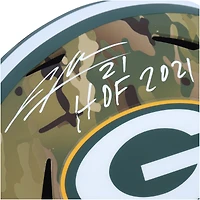 Casque réplique autographié Riddell Camo Alternate Speed ​​des Green Bay Packers de Charles Woodson avec inscription « HOF 2021 »