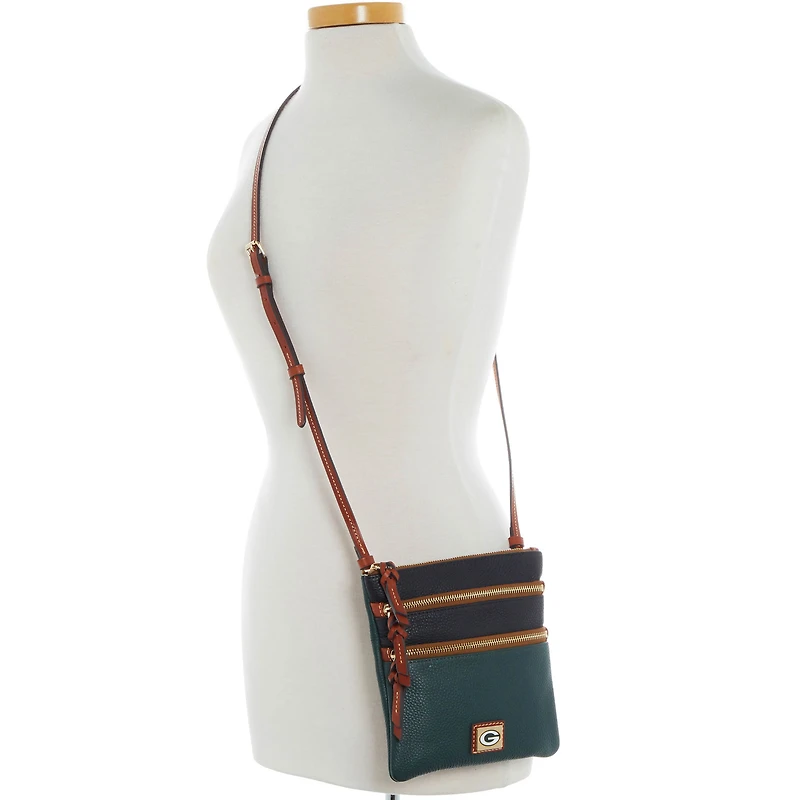 Sac bandoulière triple zip Dooney & Bourke Green Bay Packers avec logo de l'équipe à la mi-temps