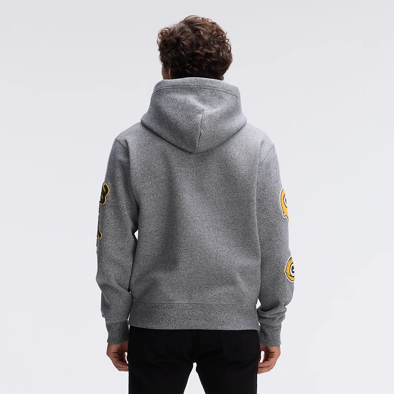 Sweat à capuche Letterman en polaire emblématique Green Bay Packers, gris chiné, de Fanatics Athletic