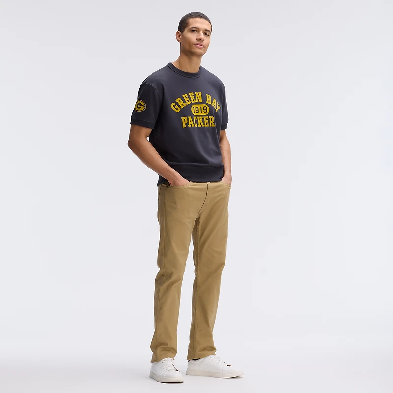 Sweat-shirt à manches courtes Fanatics Black Green Bay Packers Iconic Fleece