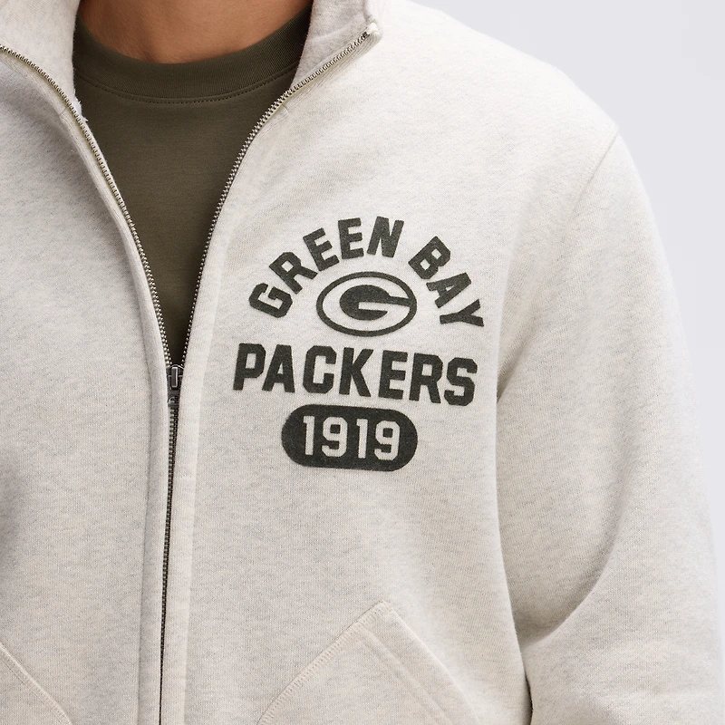 Fanatics Oatmeal Green Bay Packers IconicFleece Full-Zip Jacket