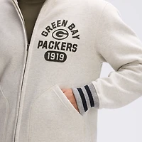 Veste polaire emblématique Fanatics Green Bay Packers couleur avoine à fermeture éclair intégrale