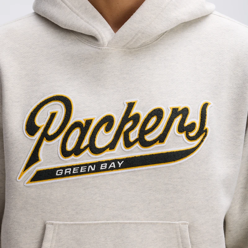 Fanatics Oatmeal Green Bay Packers IconicFleece Tipped Hoodie