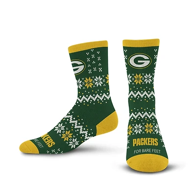 For Bare Feet  Green Green Bay Packers Team Sweater Socks