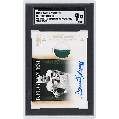 Carte autographiée de Forrest Gregg (Green Bay Packers), série National Treasures Prime NFL Greatest Material, Playoff 2010, relique bicolore, n° 17, n° 13/15, authentifiée SGC 9.