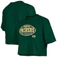 T-shirt boxy à paillettes vert New Era pour fille des Green Bay Packers