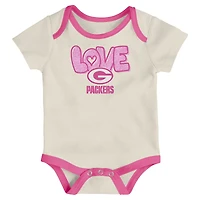 Girls Newborn & Infant White Green Bay Packers All The Love 2 Piece Bodysuit and Pants Set