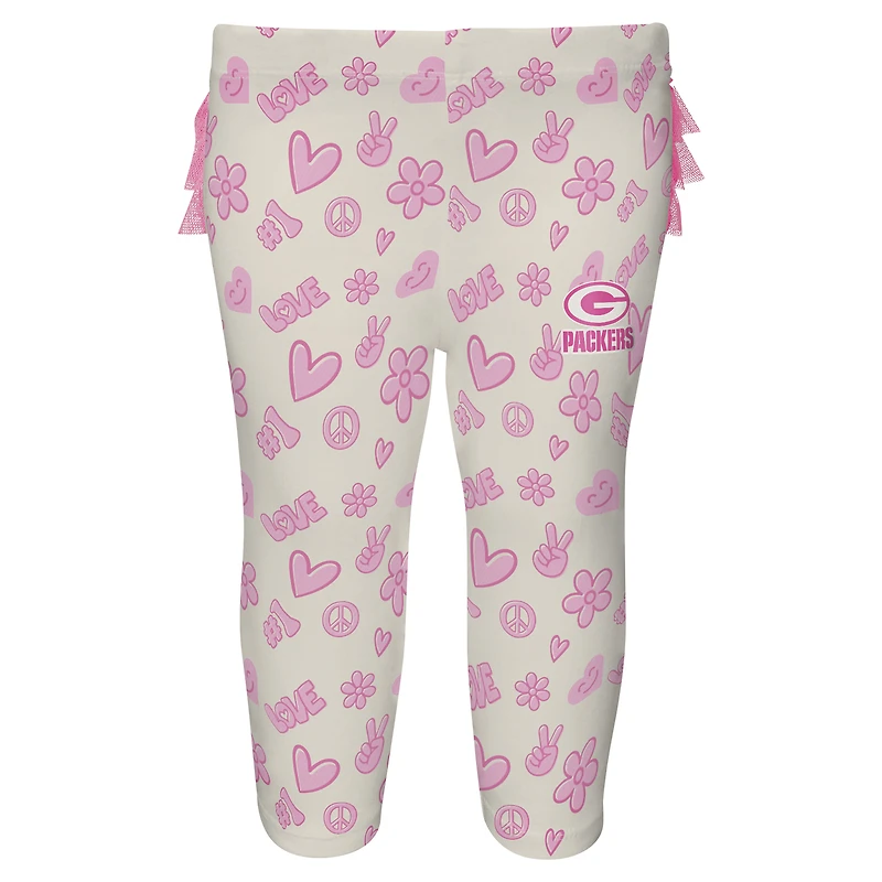 Girls Newborn & Infant White Green Bay Packers All The Love 2 Piece Bodysuit and Pants Set
