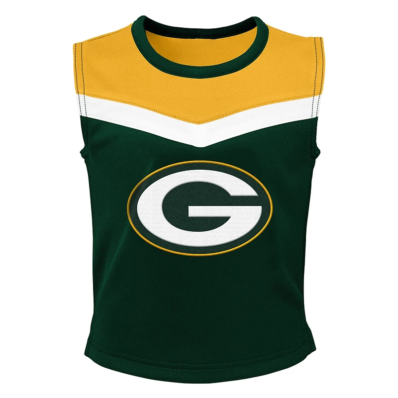 Ensemble de pom-pom girl deux pièces Green Bay Packers Spirit pour filles d'âge préscolaire
