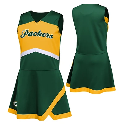 Girls Preschool Green Bay Packers Two-Piece Cheer Captain Jumper Dress with Bloomers Set