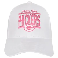 Casquette ajustable structurée entièrement blanche des Packers de Green Bay pour jeunes filles