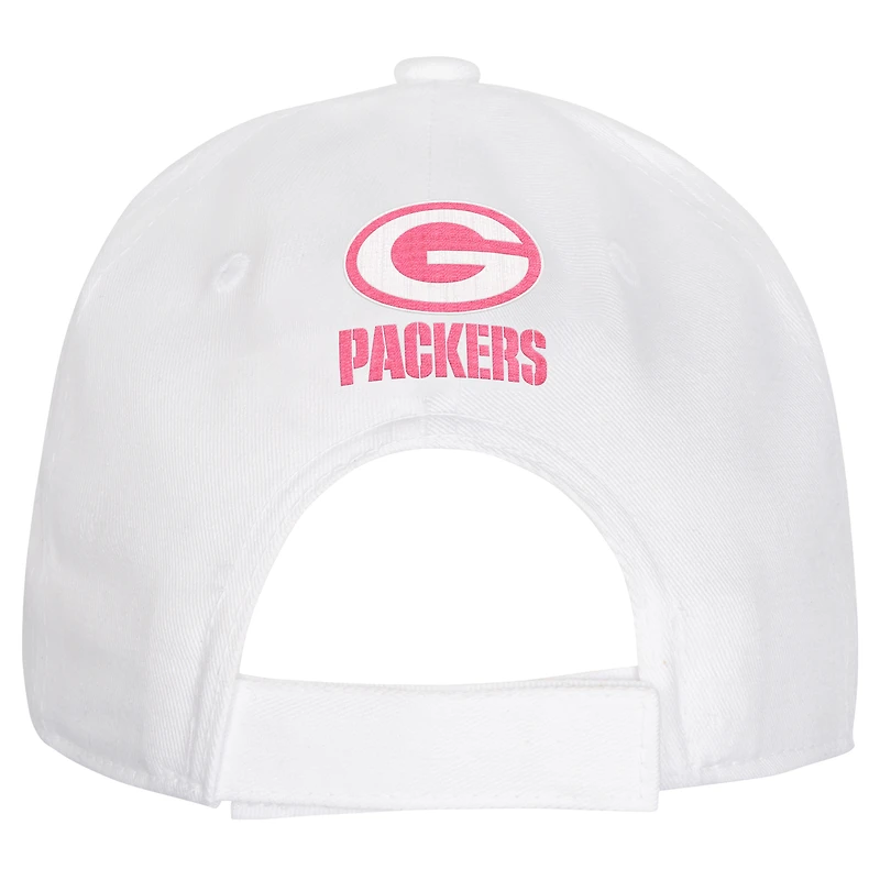Casquette ajustable structurée entièrement blanche des Packers de Green Bay pour jeunes filles