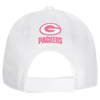 Casquette ajustable structurée entièrement blanche des Packers de Green Bay pour jeunes filles