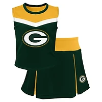 Ensemble de pom-pom girl Green Bay Packers Spirit deux pièces pour jeunes filles