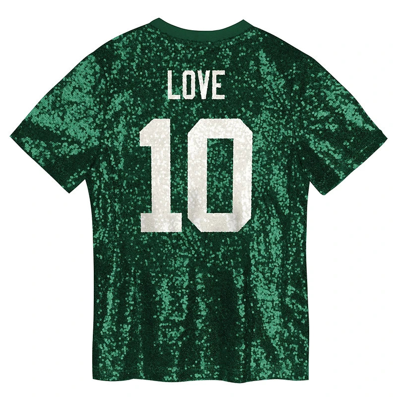 Maillot à paillettes col en V pour filles Jordan Love Green Bay Packers