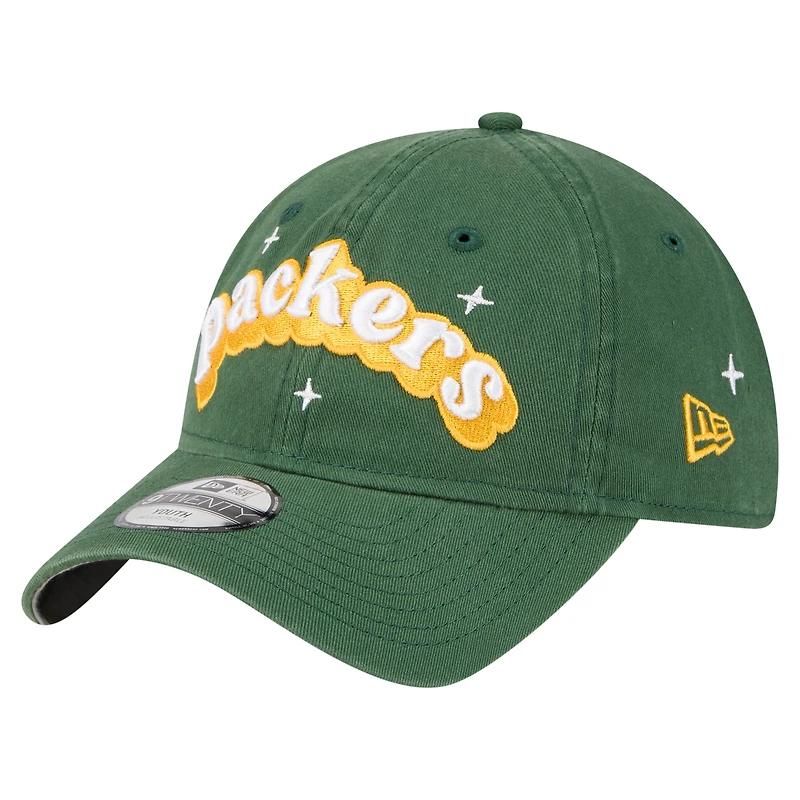 Casquette ajustable New Era Green Green Bay Packers Cheer 9TWENTY pour jeunes filles