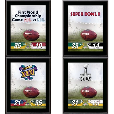 Pack de plaques de champion du Super Bowl sublimées des Packers de Green Bay 10,5" x 13"