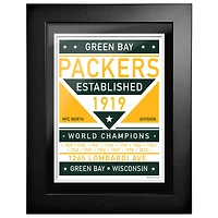 Green Bay Packers - Oeuvre encadrée double ton de l'équipe de 12 po x 16 po