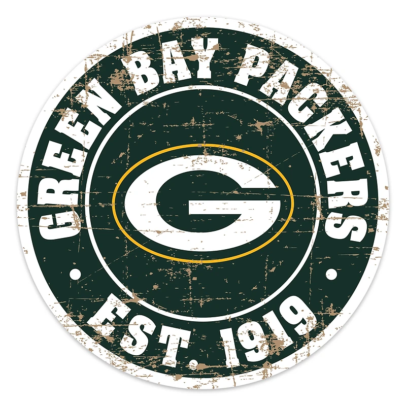 Green Bay Packers Enseigne murale à logo en détresse de 22 po
