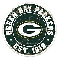 Green Bay Packers Enseigne murale à logo en détresse de 22 po