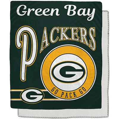 Couverture Sherpa en flanelle polaire avec emblème rétro des Packers de Green Bay, 50 po x 60 po