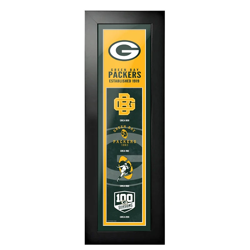 Packers de Green Bay - 6'' x 22'' Logos to History Art encadré