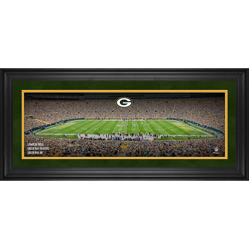 Photographie panoramique encadrée des Packers de Green Bay (10" x 30") du Lambeau Field